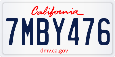 CA license plate 7MBY476