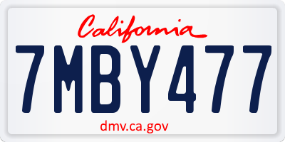 CA license plate 7MBY477