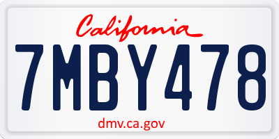 CA license plate 7MBY478