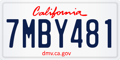 CA license plate 7MBY481