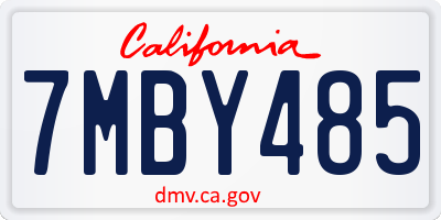 CA license plate 7MBY485