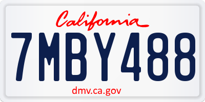 CA license plate 7MBY488