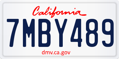 CA license plate 7MBY489