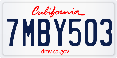CA license plate 7MBY503