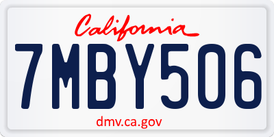 CA license plate 7MBY506