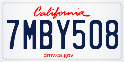 CA license plate 7MBY508