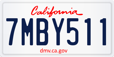 CA license plate 7MBY511