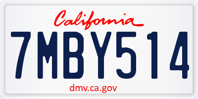 CA license plate 7MBY514