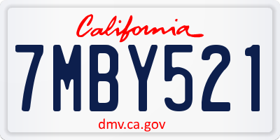 CA license plate 7MBY521