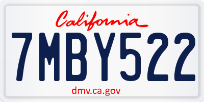 CA license plate 7MBY522