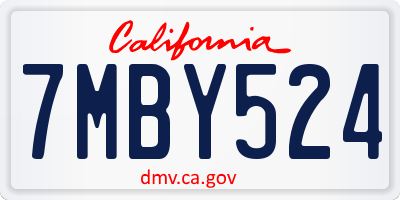 CA license plate 7MBY524