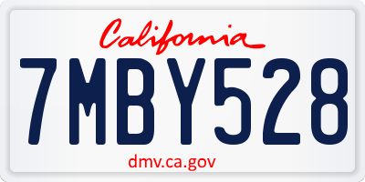 CA license plate 7MBY528