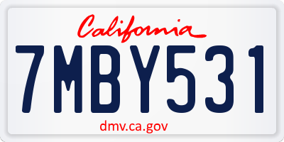 CA license plate 7MBY531