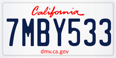 CA license plate 7MBY533