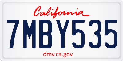 CA license plate 7MBY535