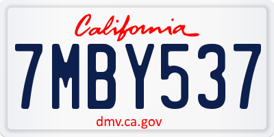 CA license plate 7MBY537