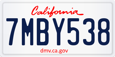 CA license plate 7MBY538