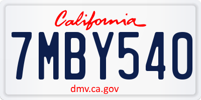 CA license plate 7MBY540