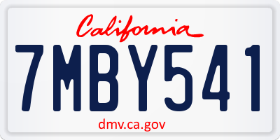 CA license plate 7MBY541