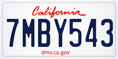 CA license plate 7MBY543