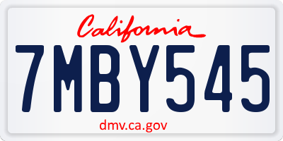 CA license plate 7MBY545