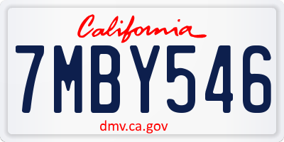 CA license plate 7MBY546
