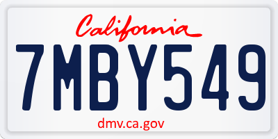 CA license plate 7MBY549