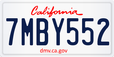 CA license plate 7MBY552
