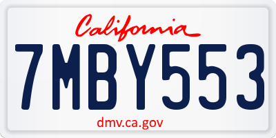 CA license plate 7MBY553