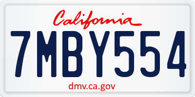 CA license plate 7MBY554