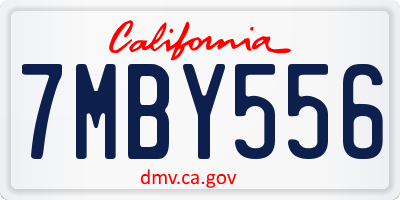 CA license plate 7MBY556