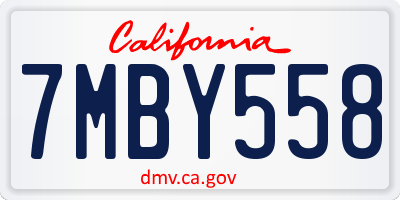 CA license plate 7MBY558