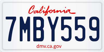 CA license plate 7MBY559