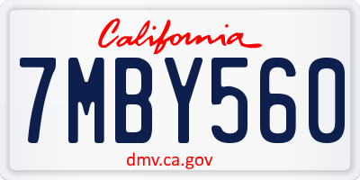 CA license plate 7MBY560