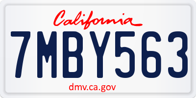 CA license plate 7MBY563