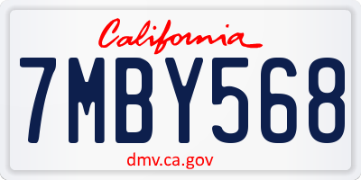 CA license plate 7MBY568