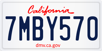 CA license plate 7MBY570
