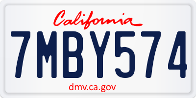 CA license plate 7MBY574