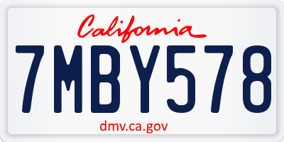 CA license plate 7MBY578