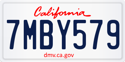 CA license plate 7MBY579