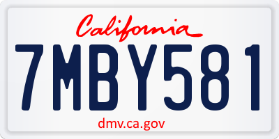 CA license plate 7MBY581