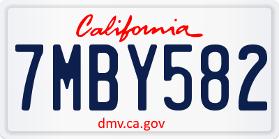 CA license plate 7MBY582
