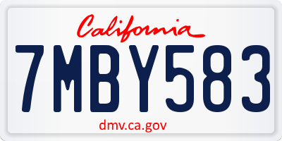 CA license plate 7MBY583