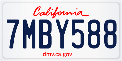 CA license plate 7MBY588