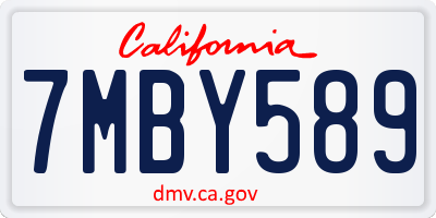 CA license plate 7MBY589