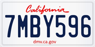 CA license plate 7MBY596