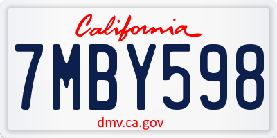 CA license plate 7MBY598