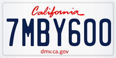 CA license plate 7MBY600