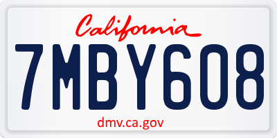 CA license plate 7MBY608