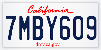 CA license plate 7MBY609